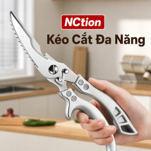 Kéo cắt đa năng Nction với lưỡi dao sắc bén và tay cầm chắc chắn phù hợp cho việc cắt tỉa và chế biến thực phẩm trong nhà bếp.