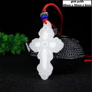 batu giok ukiran Salib natural original