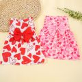 VIVIDI Bow Lace Spring Dog Princess Dress Breathable Heart Patten Medium/Small Pet Skirts Cute Comfortable Dog‘s Summer Dress For Puppy Poodle Chihuahua Etc. 