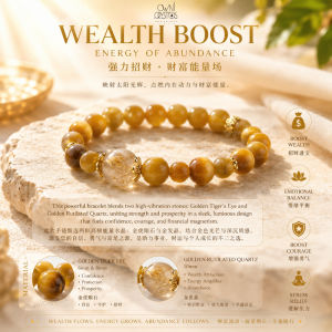 【OwniCrystos】Wealth Boost Gold Tiger Eye Rutilated Quartz Natural crystal bracelet
