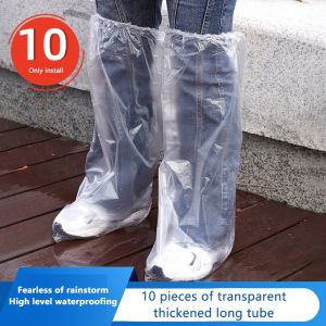 10pcs Waterproof Anti-slip Disposable Rain Shoe Cover Outdoor Use Transparent Plastic Foot Cover