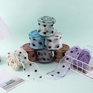 AKZDXE 10 Yards Length Organza Ribbon 5.5cm Width Flocked Finish Scalloped Edge Ribbon Elegant Wavy Edge Ruffled Edge Ribbon DIY Hair Bows