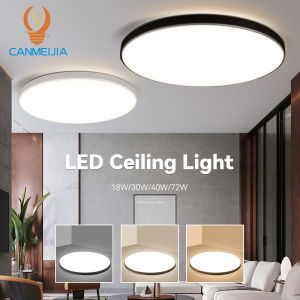 CANMEIJIA 3 Color Led Ceiling Lamp Ultra Thin 18w 30w 40w Modern Panel Tricolor Ceiling Lights For Living Room Bedroom Kitchen Indoor Lighting One Year Warranty