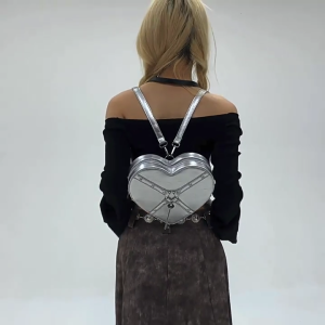 Unique Heart Designs PU Leather Bag Stylish Crossbody Purse With Rivets Shoulder Bags For Casual Travel and Work