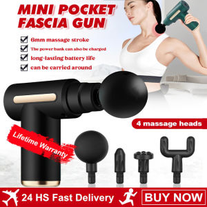 Mini Muscle Massage Gun With 4 Head Compact Size Portable Muscle Relaxation 6 Speeds Massage Fitness