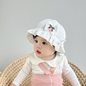 SHENEY Lace Ruffle Newborn Sun Hat Sweet Princess Baby Fisherman Hat Fashion Ruffle Infant Bucket Hat Kids