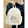 Ransel Corduroy Tas Ransel Mini Y2k Putih Korduroi Tas Sekolah Kecil Korea Lucu Tas Travelling Wanita Backpack. 