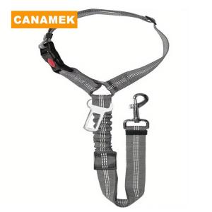 【CANAMEK】 Adjustable Reflective Dog Car Seatbelt Durable Nylon Pet Leash for Safe Backseat Travel