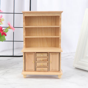 QUANSEN 1:12 Dollhouse Miniature Furniture Multifunction Wood Cabinet Bookcase Bookshelf