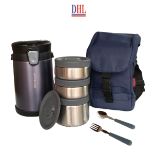 Bộ hộp cơm giữ nhiệt Lock&Lock Easy Carry 2L LHC8039 có túi (1 hộp 720ml 2 hộp 420ml kèm 1 bộ muỗng nĩa)