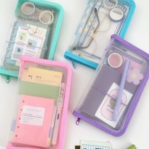 538TD Multifunctional Transparent Zipper Pouch Transparent A6 Stationery Organizer Pouch Creative PP File Folder Bag School Office Supplies