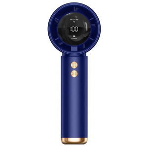 Mini Handheld Desk Cooling Turbo Fan Portable USB Rechargeable LED Flashlight&Display 5-Speed Control With Lanyard