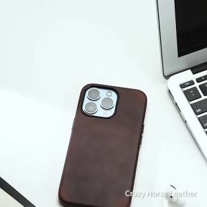 Genuine Leather Case for iPhone 18 Pro Max Real Skin Business Case for iPhone 17 Pro Max 16 Pro Magnetic Charging Back Cover2026
