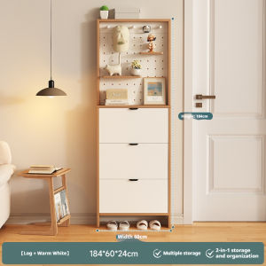 LULU Ultra-thin Entrance Folding Shoe Cabinet Home Solid Wood Entrance Punch-board Coat Rack Integrated Shoe Cabinet Indoor Multi-layer Shoe Rack For Home Hallway Bedroom Use