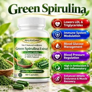 AYUSYDAH Green Spirulina Extract Dietary Supplement 60 Capsules Natural Spirulina Green Vitality 100% Natural Spirulina Capsules Spirulina  Algae Supplement Green SuperfoodSupplement Organic Spirulina
