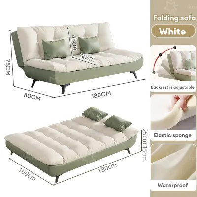 Foldable Sofa Bed Lazy Sofa Multifunctional Sofa Folding Sofa With Pillow White/Green Sofa Chair Adjustable Sofa