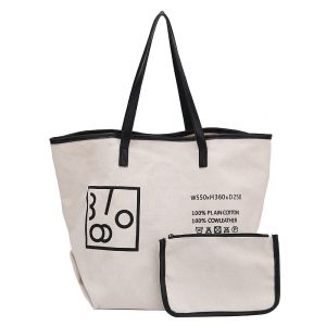 2026 NEW ARRIVAL Korean canvas printed shopping student shoulder hand tote bag with pouch