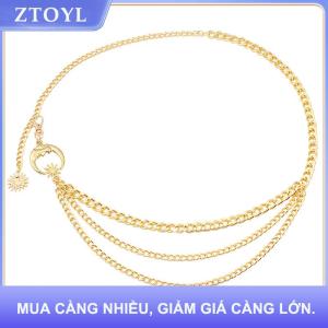 【ZTOYL】 1PC Phụ Nữ Eo Chuỗi Vành Đai Cho Váy Váy Thắt Lưng Với Mặt Trăng Sao Dây Thắt Lưng Vàng Bạc Phụ Nữ Quần Áo Chuỗi Phụ Kiện