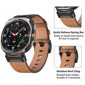 Genuine Leather Strap For Samsung Galaxy Watch Ultra 2025 Luxury WatchBand Galaxy watch Ultra 47mm Men Women Band Quick Fit Bracele