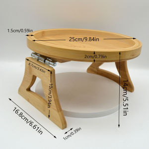 Sofa Handrail Tray  Cozy Sofa Armrest Tray  Wooden Sofa Round Plate Foldable