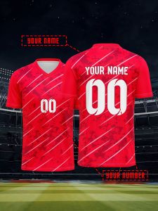 Jeans Fritz Custom 3D Print Red Speckle Diagonal Stripe Soccer Jersey Sporty Style Football Shirt for Men Women Training Match with Fast Delivery Cod Free Shipping High Quality Breathable Soft Touch Comfort Fit