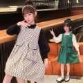 DRESS KOTAK – KOTAK LENGAN PANJANG MODEL TANGAN BALON FREE TAS SAMPING | MINI DRESS ANAK BALITA PEREMPUAN USIA 1-4 TAHUN | JC. 