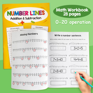 0-20 Number Line Math Workbook Primary Kindergarten Practice Arithmetic Arithmetic Numbers Addition Subtraction Exercise Mathematics Book Add and Subtract Activity Worksheets