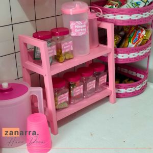 Set Rak Bumbu Dapur Multifungsi Warna-Warni - Tempat Penyimpanan Toples Bumbu Elegan