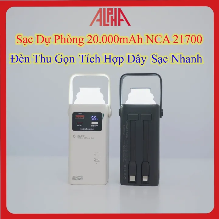 Sạc Dự Phòng 20.000mAh Li-ion NCA 21700: Đèn Thu Gọn Độc Đáo - Tích Hợp ...