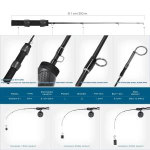 ZEEMIN Ice Fishing Rod 51cm Ultralight Winter Shrimp Ice Fishing Pole with Reel Portable Spinning Casting Fishing Pole Fishing Tackle