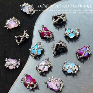 BAIXL 4Pcs/set Nail Art Charms Halloween Heart Nail Decorations DIY Nail Ornaments Love Heart Halloween Heart Nail Accessories Vintage Nail Supplies Halloween Heart Nail Rhinestones Manicurist