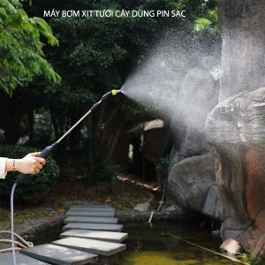Máy phun xịt tưới cây cầm tay dùng pin sạc đầu phun dài kèm ống mềm cấp nước 3.0m
