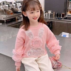 Little DR Hoodie for Kids Girls Cotton Teenage Sweatshirt Pink Long Sleeve Sport Sweater Cartoon Cute Rabbit 2023 New Korean Style Hooded Teen Top Comfortable baju hoodie budak perempuan