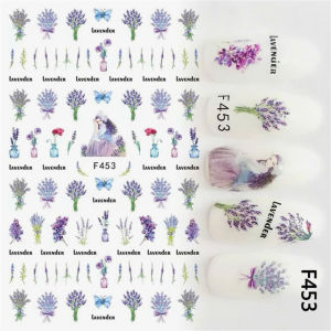 Sticker Dán Móng Tay Họa Tiết Hoa Văn Kẻ Sọc / Hoa Văn Nghê Thuật / Hoa Bi Nhỏ / Hoa Lavender Oải Hương / Ngựa Hồng Pony/ Nails sticker Series F – F448
