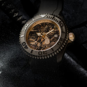 AG Collective The Samurai Code Series - Meiyo G 9040 SAM-GD Men Gold Custom Mod Auto 42.5mm Black Silicone Strap