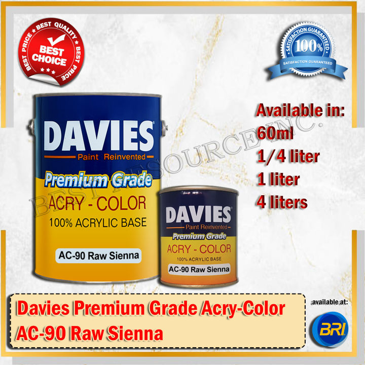 DAVIES Premium Grade Acry-Color AC-90 Raw Sienna 60ml | 1/4 liter | 1 ...