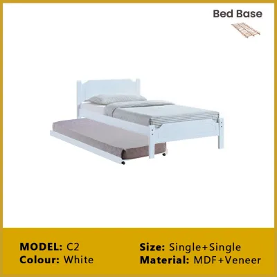 LivingMall Orella Single Pull-Out Bedframe MDF+Veneer Wood Slatted Base