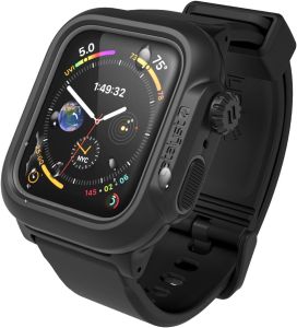 Catalyst 330ft Waterproof Case for Watch Series SE 6/5/4 44mm Soft Silicone Watch Band Shock Proof Rugged Case Microfiber Cloth included – (Black)