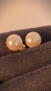 Shijia crystal pearl earrings for women S925 Pure silver round high-gloss artificial texture earrings popular on Xiaohongshu and among internet celebrities