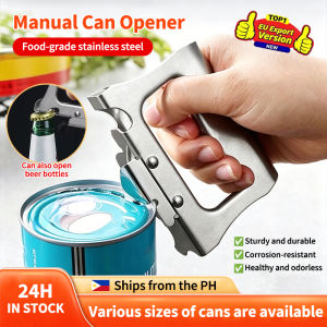 Can Opener 2-in-1 Manual Can Opener Stainless Steel Heavy Duty Japanese Can Opener Original Can Jar Beer Opener Household Kitchen Utensil Tools Safety Side Cut Accessorie Suitable for a variety of bottles