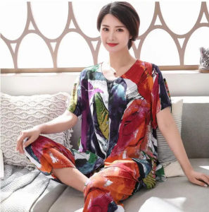 2 bộ đồ ngủ cotton cho nữ mùa hè mới mỏng hoa tay ngắn rộng rãi đồ ngủ thoải mái đồ mặc ở nhà đồ ngủ nữ 3XL