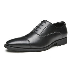 WuChu Cow Leather Oxford Shoes Men Dress Shoes Genuine Leather Designer Business Office Lace-Up Shoes Party Leather Wedding Shoes