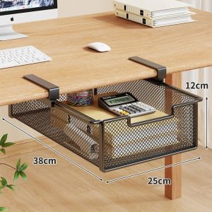 FFBH Under Desk Drawer Organizer Rack Sliding Storage Racks Multifunctional Metal Desk Organizers Shelf Aesthetic Floating Shelves H5K8Q