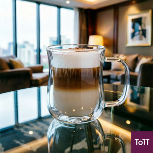 Aramoro Borosilicate Set of 2 Glass Double Wall Cup With Handle