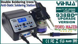 YIHUA 938BD+ UPGRADE VERSION Double Soldering Iron Anti Static Station Solder 5 Fungsi Patri Pinset Tweezers Digital Display Machine Tools Set Toko Majid