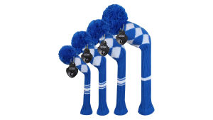 Scott Edward Golf Head Covers 4PCS for Driver Fairwayand Hybrid/Ut PinkGreenBlackRedWhiteUSK Flags CombinationsIndividualized Looking and Washable Elastic Yarn Durable Washable Golf Club ProtectorKeep Away from Dust