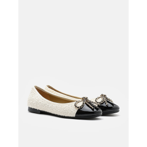 PAZZION 166-13 Daisy Tweed Toe Cap Bow Flats