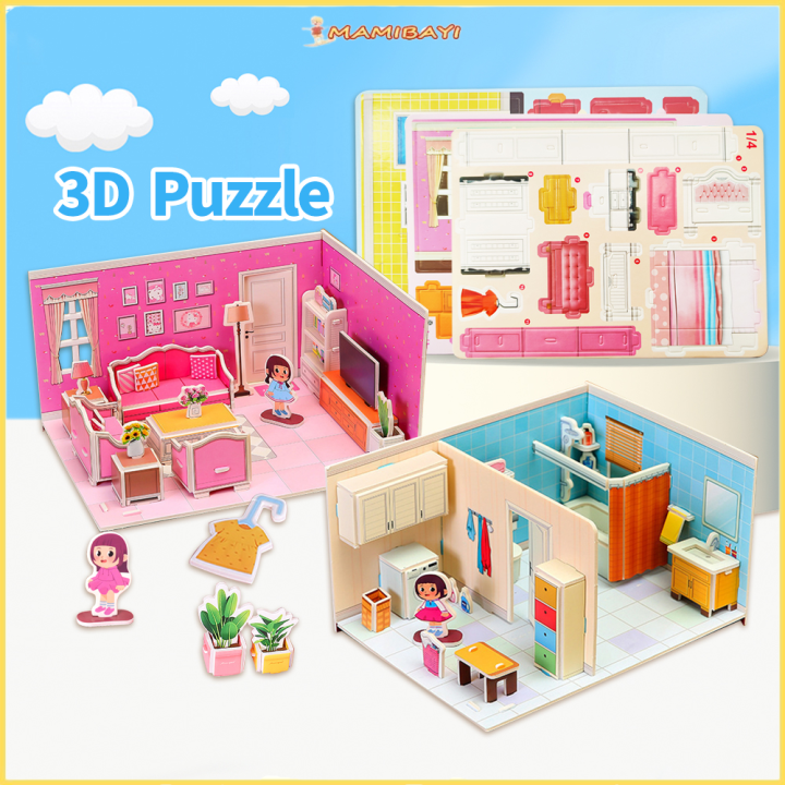 Mamibayi 3D Puzzle Diy Miniatur Rumah Mainan Seri Interior Rumah