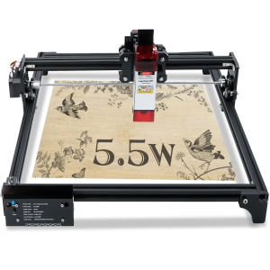 LUNYEE 4040 CNC Router Machine Laser Engraver 5.5W Laser GRBL Offline Control 3-axis All Aluminum Frame for Wood Metal Acrylic Carving Cutting Milling DIY 40*40CM