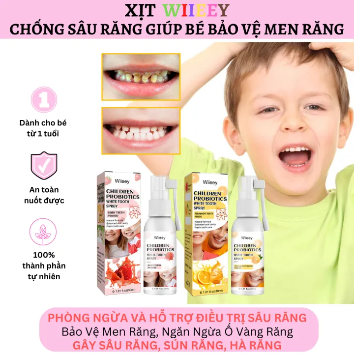 Xịt chống sâu răng WEEIIY vị trái cây cho bé từ 1 tuổi giúp làm sạch và bảo vệ men răng